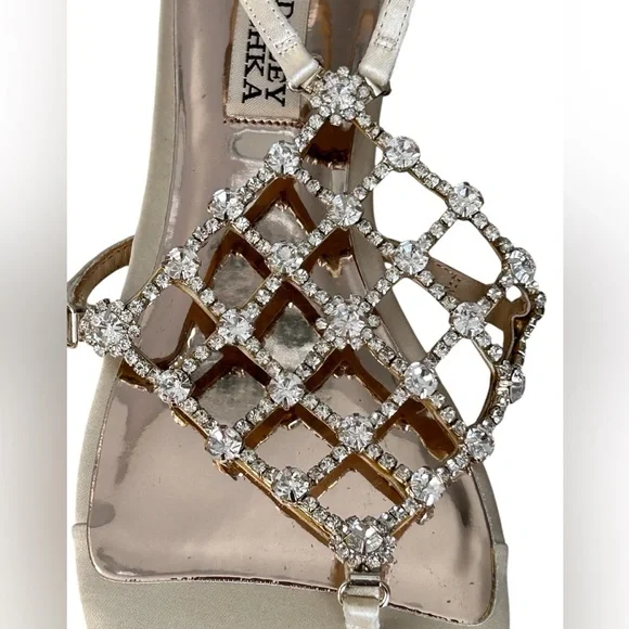Badgley Mischka Zoanne Champagne Caged Jewel Design Thong Flats Sandals Size 6 - Picture 7 of 12